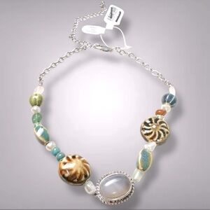 Free People Agnes Silver Beaded Chocker Necklace